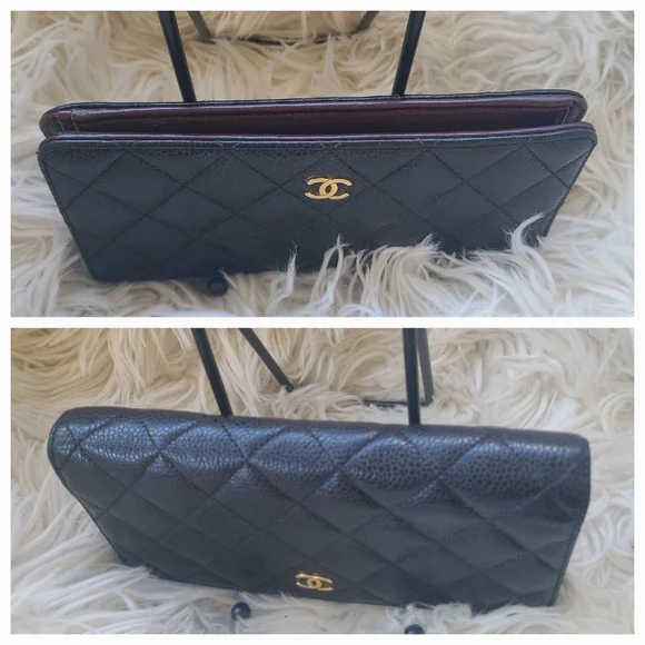 Authentic Gorgeous Chanel Black Matelasse Caviar Wallet- Great Condition